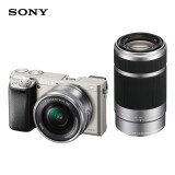 索尼（SONY） Alpha 6000 APS-C画幅微单数码相机 SELP1650+SEL55210双镜头套装 银色（A6000/α6000）