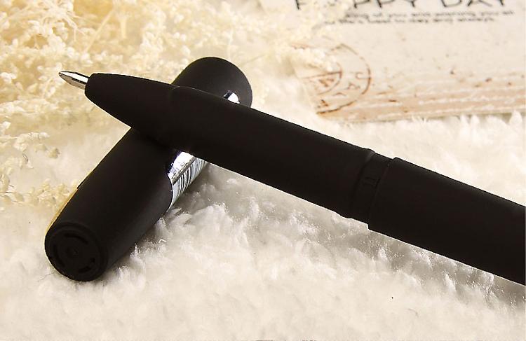 宝克（BAOKE） PC1848 大容量中性签字笔 1.0mm 黑色磨砂笔杆 12支/盒-京东
