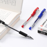 齐心(Comix)0.5mm红色经典办公子弹头中性笔 水笔签字笔12支/盒 工具...