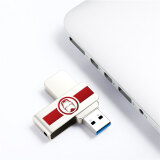 爱国者（aigo）64GB USB3.0 U盘 U330 金属旋转防护 银色