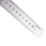 得力(deli) 不锈钢直尺刻度尺公制刻度绘图钢尺30cm应急常备 DL8030